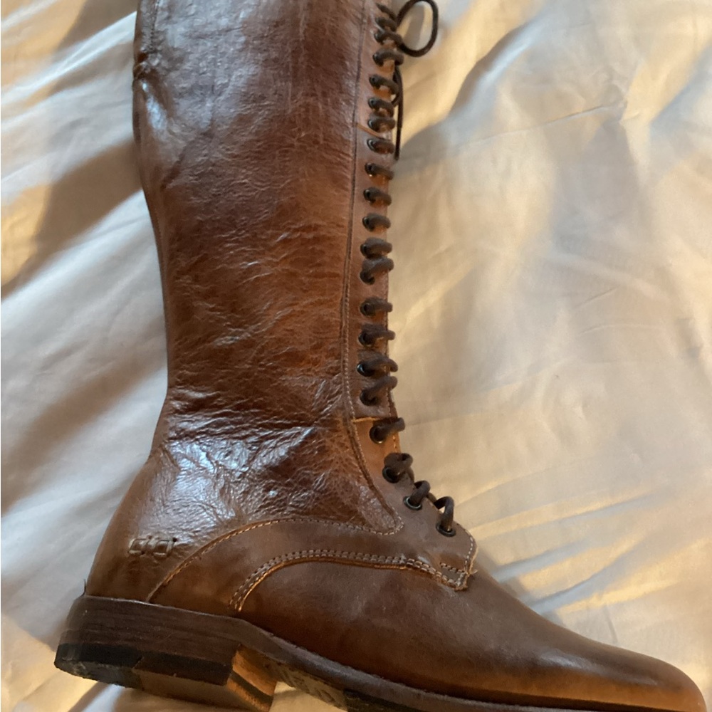 BED|STU Tan Leather Lace-Up Boots - Picture 14 of 16